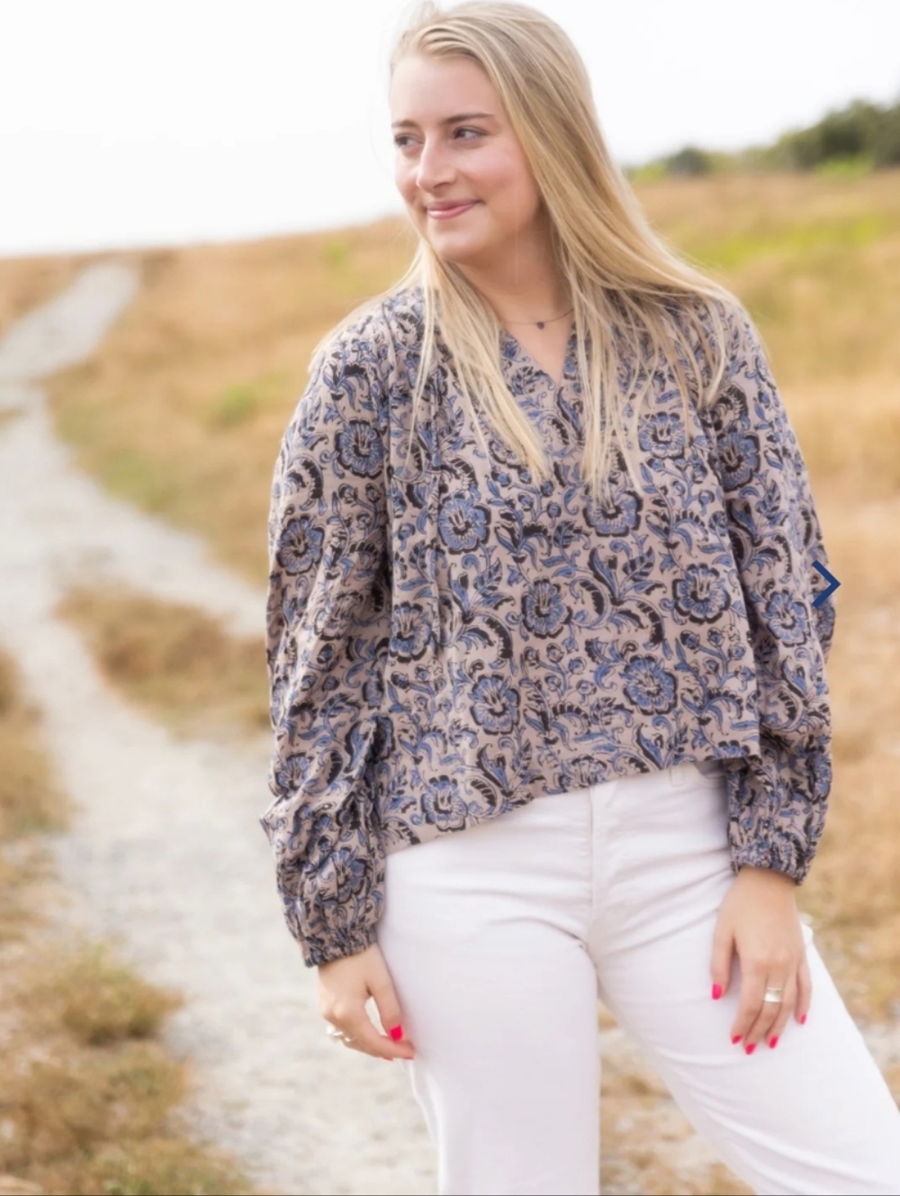 ERICA WILSON gigi blouse in paradise blue print Medium / Large